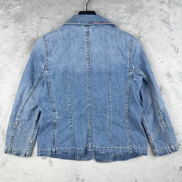 Lauren Ralph Lauren LRL Denim Chore Jacket Womens S Pockets Embellished Buttons - Picture 3 of 16
